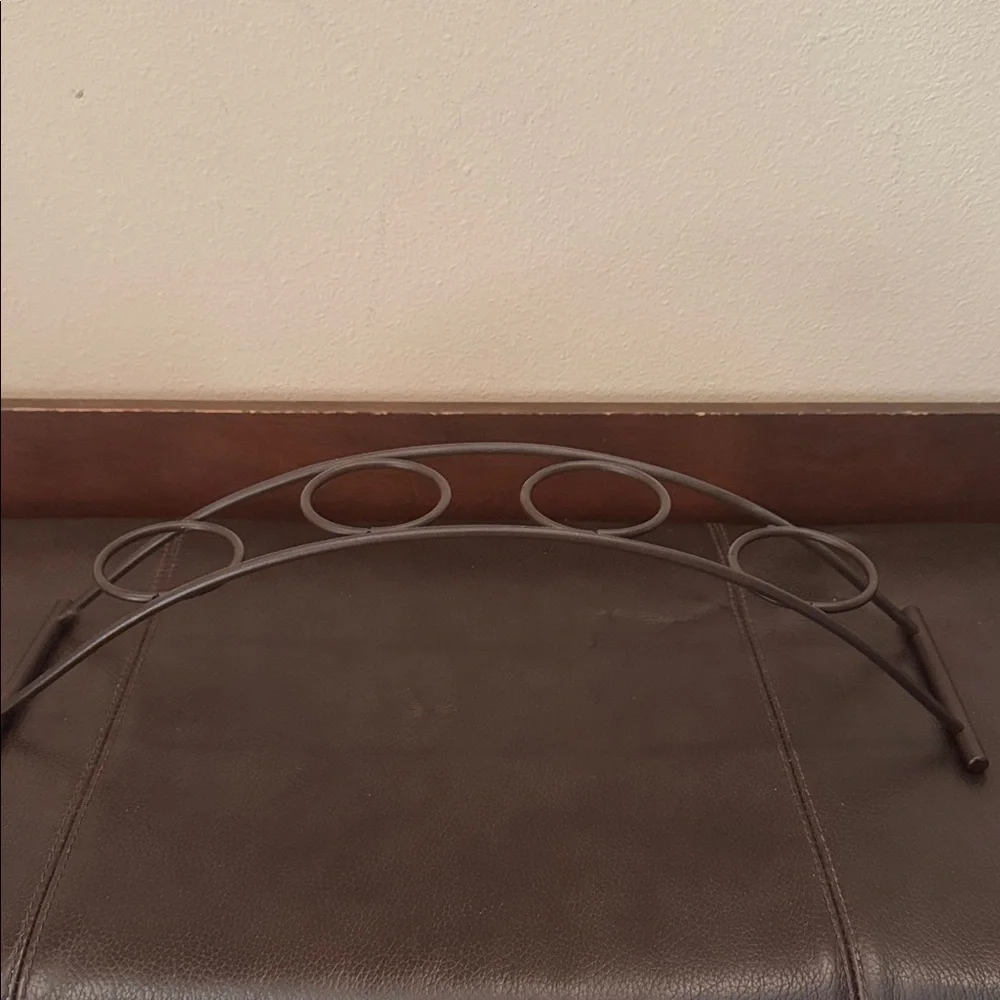 Votive or Tea Light Candle Holder w/4 Glass Cups on an Arched Metal Holder
